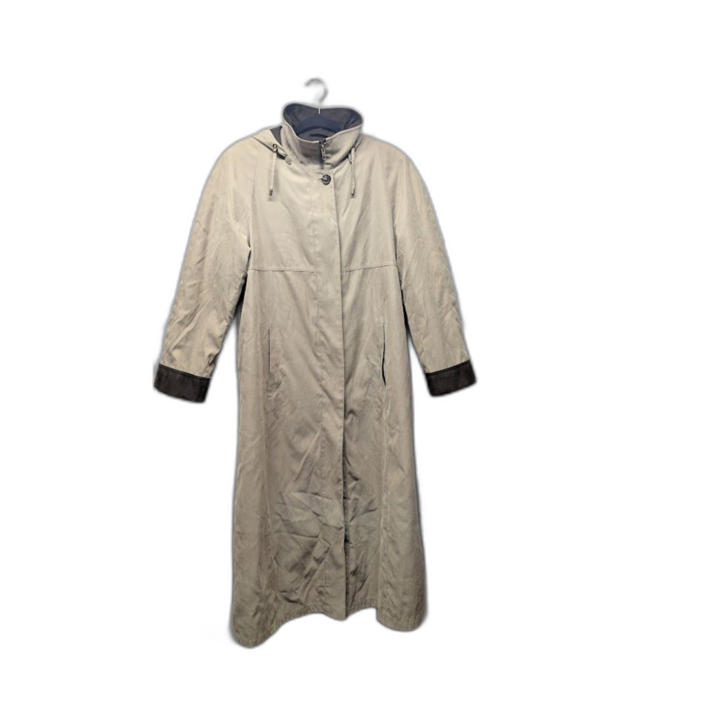 Vintage Gallery Women 6 Two-Tone Duster Coat Removable Liner & Hood Beige Brown